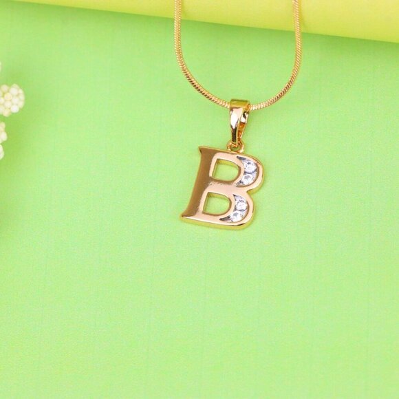 "Rose Gold Letter B Pendant with Crystals – 18K Gold Plated Charm, XPPT1351 - Picture 3 of 13